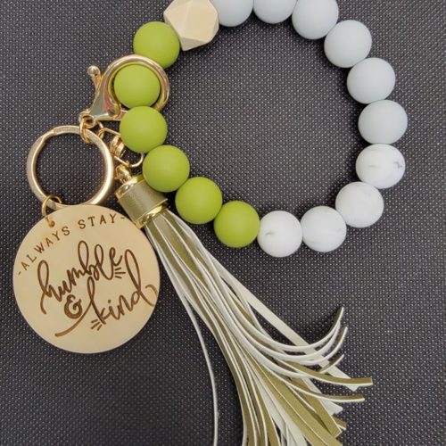 Wristlet Keychain With Engraved Charm